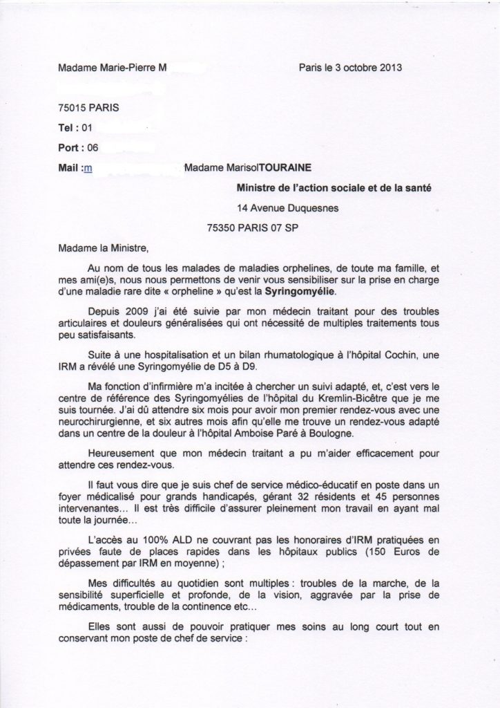 lettre ministre action sociale 