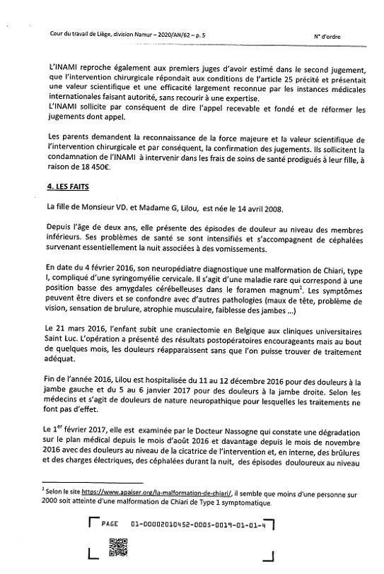 jugement appel 2021 Lilou Belgique